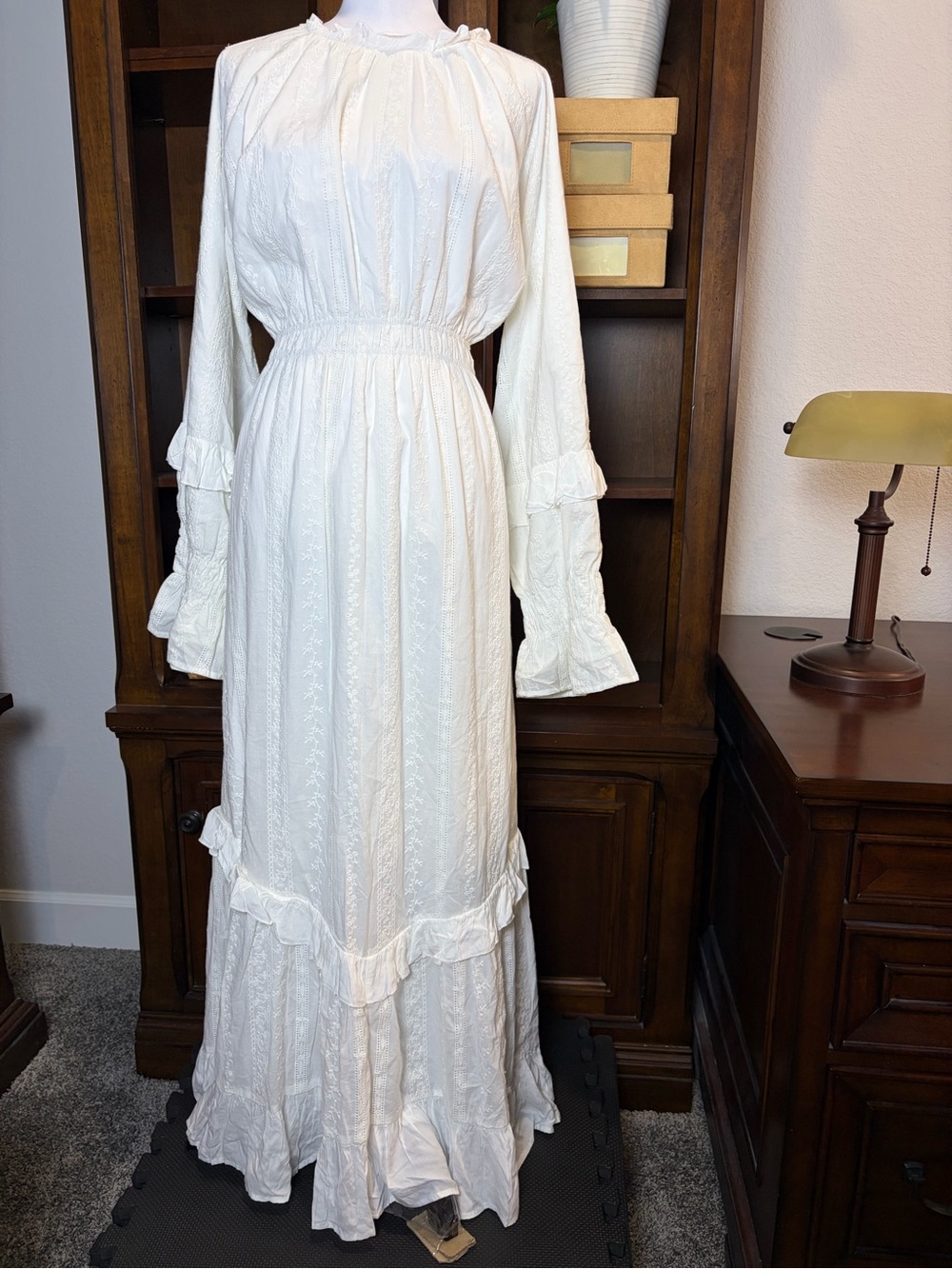 Ivy City Co White Embroidered Prairie Maxi Dress Cottagecore Victorian XXL - Picture 2 of 14